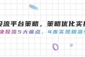 （14862期）投流平台策略，策略优化实操，解决投流5大痛点，4步实现精准引流